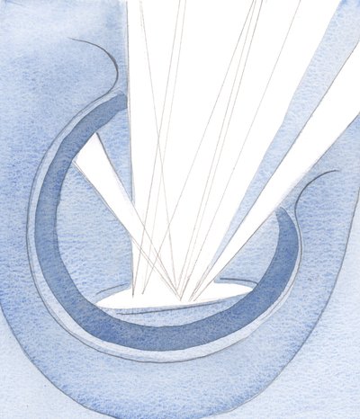Puhdistettu sydän tyytyy heijastamaan Jumalan puhdasta valoa, hiljaisessa ja lakkaamattomassa palvonnassa, ilman minkäänlaista itsensä tunkeutumista., 2001 (w/c paperilla) tekijältä Elizabeth Wang