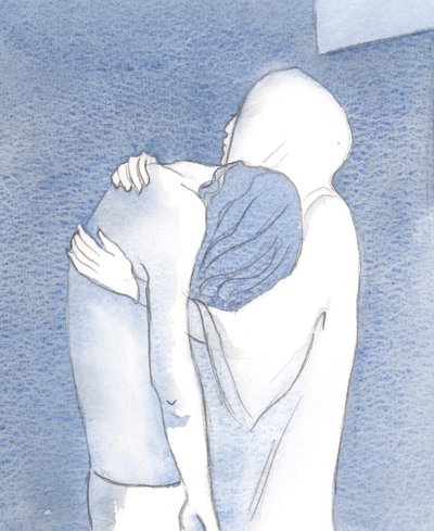Surullinen Neitsyt Maria pitää Poikansa Jeesusta kädessään hänen kuolemansa jälkeen, murheen sydämeen lävistettynä, mutta täynnä uskoa, 2000 (paperilla) tekijältä Elizabeth Wang