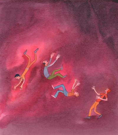 Vakavaan syntiin sekaantuneet, kuten aborttia edistävät, joutuvat jonain päivänä helvettiin, elleivät tee parannusta, 2005 (vesiväri paperille). tekijältä Elizabeth Wang