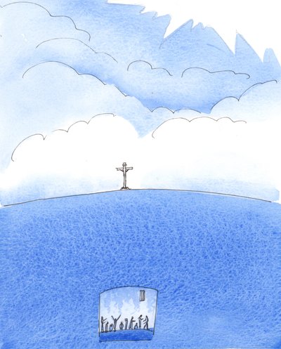 Ne, jotka syntisen elämänsä lopussa kieltäytyvät katumasta, eivät voi nousta taivaaseen, vaan joutuvat "putoamaan" kauas alas, helvettiin, 2005 (vesiväri paperille). tekijältä Elizabeth Wang
