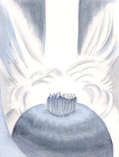 Kristuksen kautta taivaan valo ympäröi meidät jokaisessa messussa, 2000 (paperilla) tekijältä Elizabeth Wang