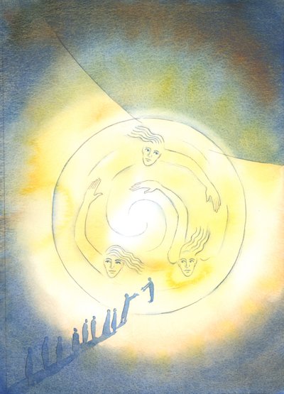 Kasteen kautta meidät tuodaan Pyhän Kolminaisuuden elämään, 2003 (w/c paperilla) tekijältä Elizabeth Wang