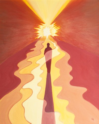 Katumuksen, parannuksen, katumuksen, pimeyden ja kärsimyksen kautta olemme puhdistuneita ja valmiita taivaaseen, 2001 (öljyä aluksella) tekijältä Elizabeth Wang