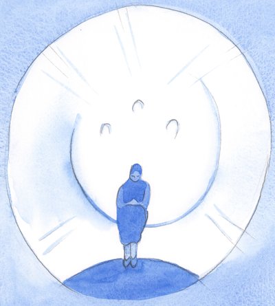 Pyhien sakramenttien kautta saamme taivaallisen armon ja meidät tuodaan ikään kuin taivaan "reunalle" hengittämään Kristuksen ilmaa, 2002 (paperilla) tekijältä Elizabeth Wang
