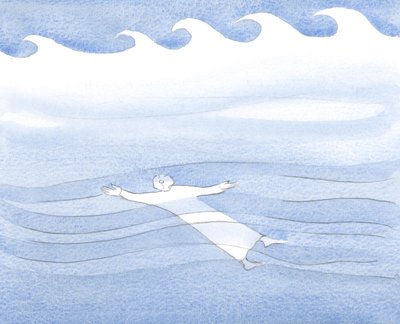 Voimme liukua vesien alla ilman pintamyrskyjä, jos rukoilemme luottavaisin mielin, jopa heikkoudessamme, 2000 (paperilla) tekijältä Elizabeth Wang