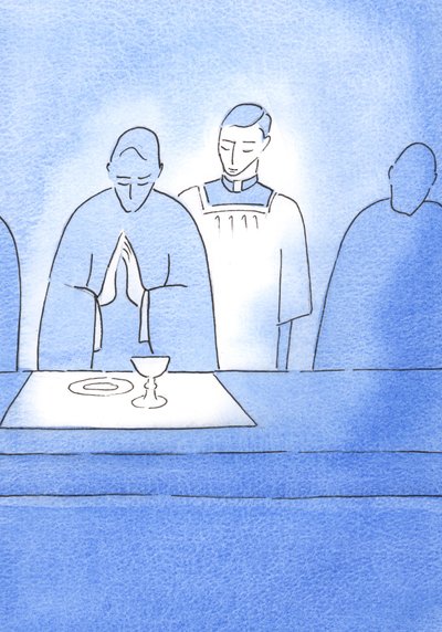 Voimme yrittää toimia Kristusta kohtaan, kuten tämä pappi toimi piispaansa kohtaan: valpas ja aina valmis palvelemaan, 2002 (paperilla) tekijältä Elizabeth Wang
