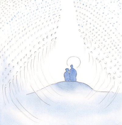Istuimme yhdessä rukouksessa. Näin valtavan taivaan joukon, joka palvoo Jumalaa lakkaamatta, Kristuksessa, Vapahtajassamme, 2000 (paperilla) tekijältä Elizabeth Wang