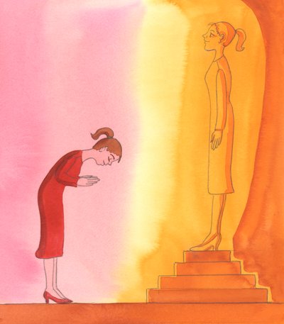 Me "palvomme" itseämme toteuttamalla vain omia suunnitelmiamme ja tavoitteitamme, ajattelematta juurikaan Jumalan toiveita, 2005 (akvarelli paperille). tekijältä Elizabeth Wang