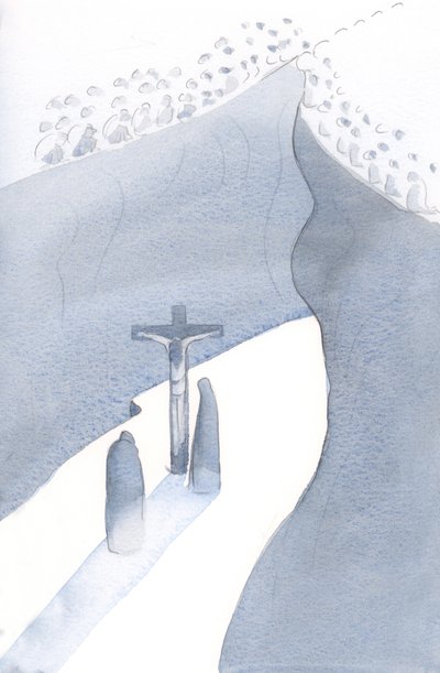 Mikä kuilu onkaan edessämme messussa, kun meidät on tehty osaksi yhtä synnin uhria, yhdistettynä siihen menneeseen aikakauteen, jolloin Kristus ristillä pelastaa meidät., 2001 (paperilla) tekijältä Elizabeth Wang