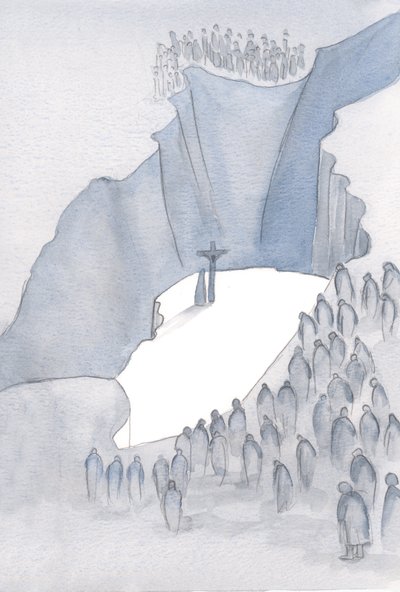 Mikä kuilu onkaan edessämme messussa, kun meidät on tehty osaksi yhtä synnin uhria, yhdistettynä siihen menneeseen aikakauteen, jolloin Kristus ristillä pelastaa meidät., 2001 (paperilla) tekijältä Elizabeth Wang