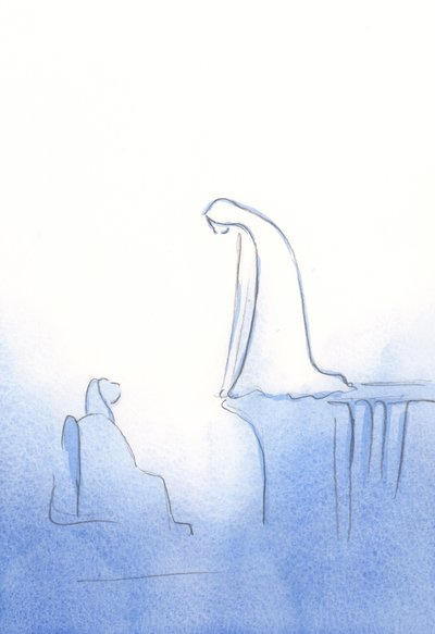 Kun pyydän Our Lady apua, hän kuulee minut, 2002 (w/c paperilla) tekijältä Elizabeth Wang