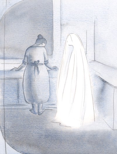 Kun minun piti hoitaa tehtäväni ja pestä astiat, hän jäi luokseni, 2000 (paperilla w/c) tekijältä Elizabeth Wang