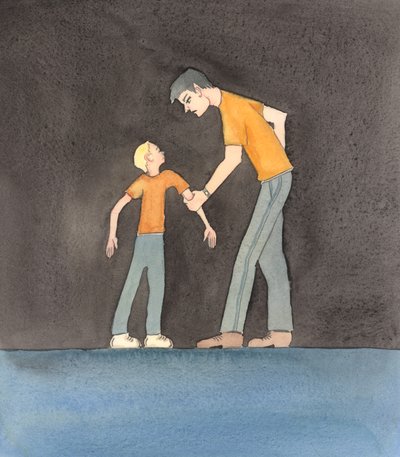Kun ihminen elää vain tyydyttääkseen omia mielihalujaan ja kohtelee jopa lasta julmasti, hän tarvitsee armon ihmeen, jotta hän muuttuisi ja olisi jonain päivänä valmis taivaaseen, ei helvettiin - elämään pyhien ja enkelien keskellä, 2005 (akvarelli paperil tekijältä Elizabeth Wang