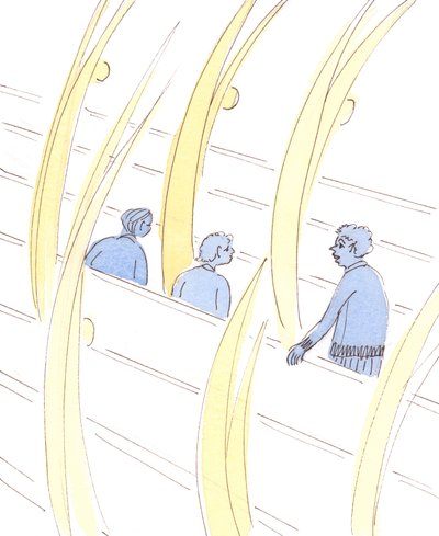 Kun ihmiset puhuvat tarpeettomasti kirkossa, heidän suojelusenkelinsä rukoilevat edelleen Jeesusta ja kunnioittavat Häntä kunnioittavalla hiljaisuudellaan, 2004 (paperilla) tekijältä Elizabeth Wang