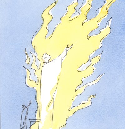 Aina kun pyhä uhri uhrataan alttariltamme, Kristus, joka on läsnä sakramenttimuodossa, ylistää Isää Pyhän Hengen tulisessa rakkaudessa, 2003 (paperilla) tekijältä Elizabeth Wang