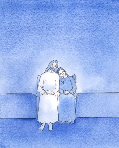 Rauhallisella sydämellä ja rauhallisella omallatunnolla onnellinen Kristuksen ystävä voi "nojata" Häneen, Pyhä Ehtollinen, 2003 (paperilla) tekijältä Elizabeth Wang