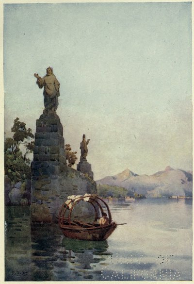 Sisäänkäynti Villa Arconatiin, Lago di Como, kuvitus Richard Bagotin teoksesta "Italian järvet" tekijältä Ella Du Cane