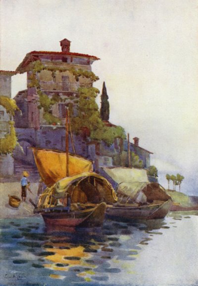 Kalastusveneet (väri litho) tekijältä Ella Du Cane