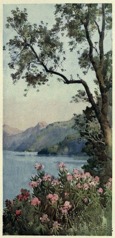 Lago di Como, kuvitus Richard Bagotin teoksesta "Italian järvet". tekijältä Ella Du Cane