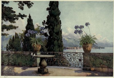 Pallanza Isola Bellasta, Lago Maggiore, Kuvitus Richard Bagotin teoksesta "The Italian lakes" tekijältä Ella Du Cane