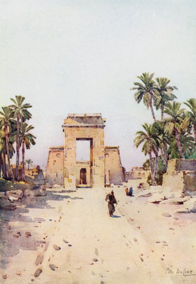 Euergetesin portti, Karnak (väri litho) tekijältä Ella Du Cane
