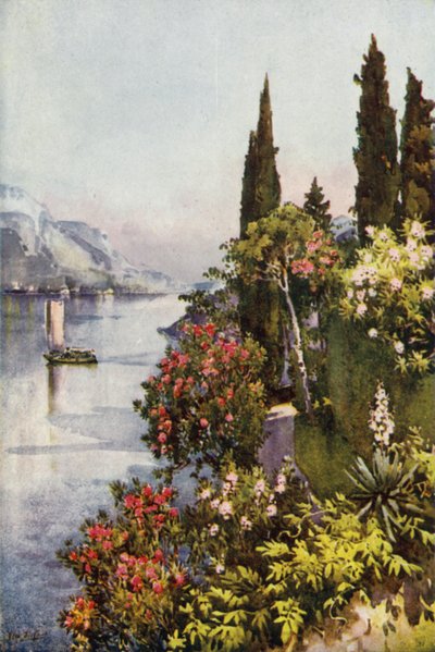 Villa Giulia, Comojärvi (väri litho) tekijältä Ella Du Cane
