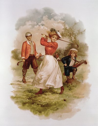 Golfia (chromolitho) tekijältä Ellen Hattie Clapsaddle