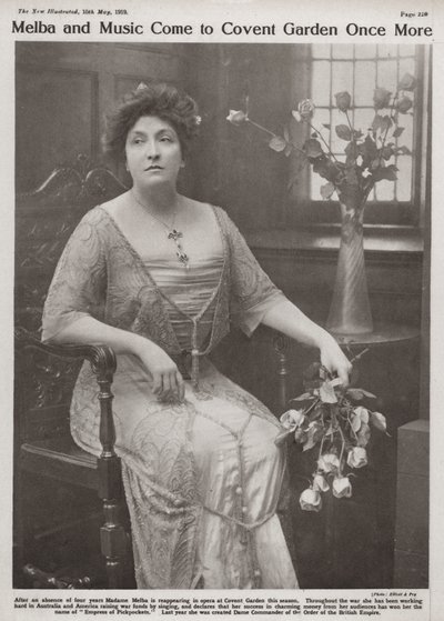 Dame Nellie Melba, australialainen oopperalaulaja (m/w kuva) tekijältä Elliott and Fry Photography Studio
