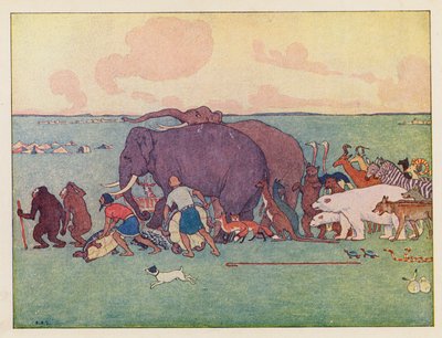 Nooan arkki: kulkue (värilitografia) tekijältä Elmer Boyd Smith