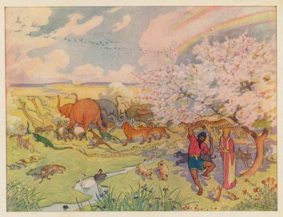 Nooan arkki: Sateenkaari (värilitografia) tekijältä Elmer Boyd Smith
