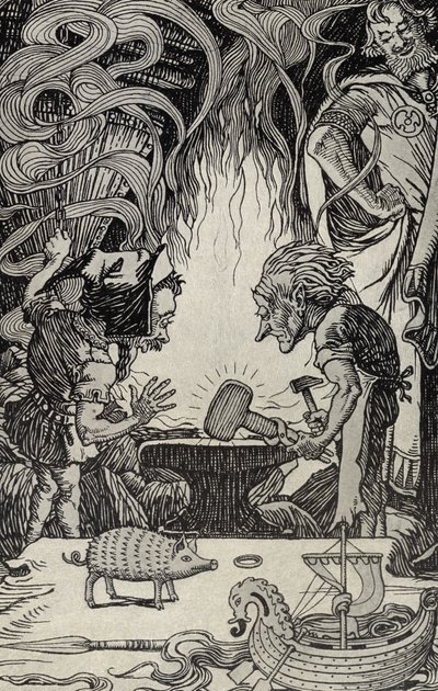 Kolmas lahja valtava vasara, kuvitus julkaisusta Myyttejä monista maista, julkaistu 1912 tekijältä Elmer Boyd Smith