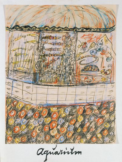 Akvaario (muste ja liitu paperille) tekijältä Else Lasker Schuler