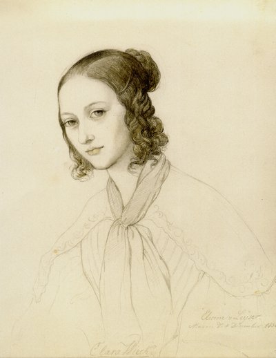 Clara Wieck-Schumannin muotokuva 1819-1896, 1836. tekijältä Elwine von Leyser