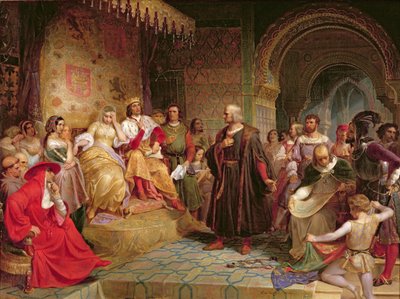 Kolumbus ennen kuningatarta, 1843 tekijältä Emanuel Gottlieb Leutze
