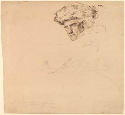 Tutkimukset "Washington Crossing the Delaware" [recto] tekijältä Emanuel Gottlieb Leutze