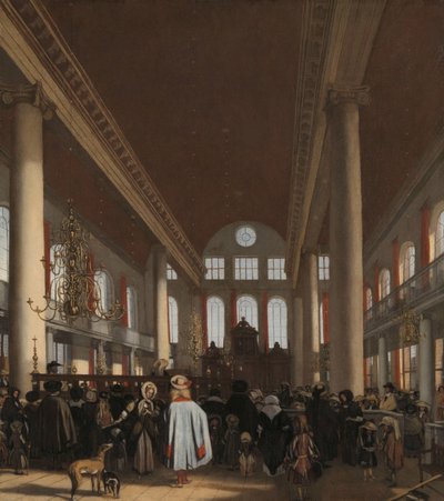 Amsterdamin portugalilaisen synagogan sisätilat tekijältä Emanuel de Witte