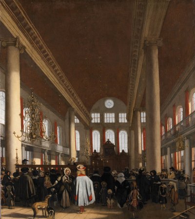 Amsterdamin portugalilaisen synagogan sisätilat tekijältä Emanuel de Witte