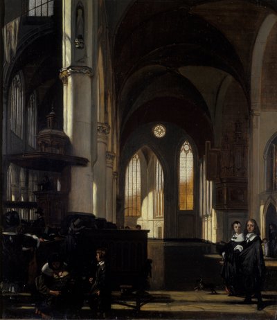 Goottilaisen kirkon sisustus, n. 1650 (öljy tammella) tekijältä Emanuel de Witte