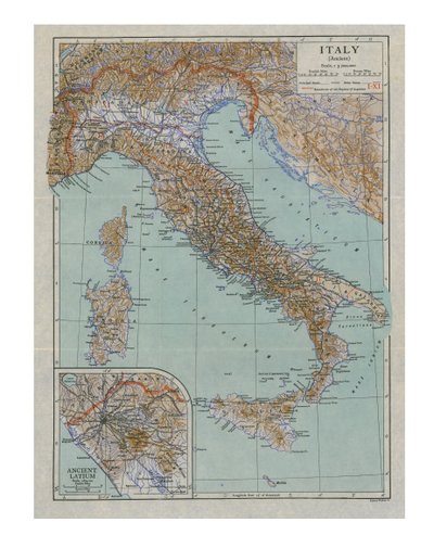 Muinaisen Italian kartta, 1910-luku. tekijältä Emery Walker