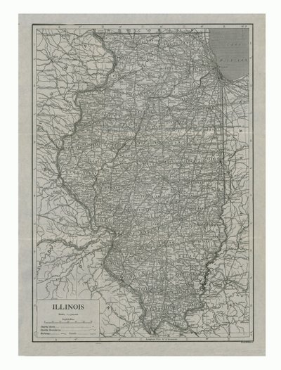 Illinoisin kartta, USA, 1910-luku. tekijältä Emery Walker