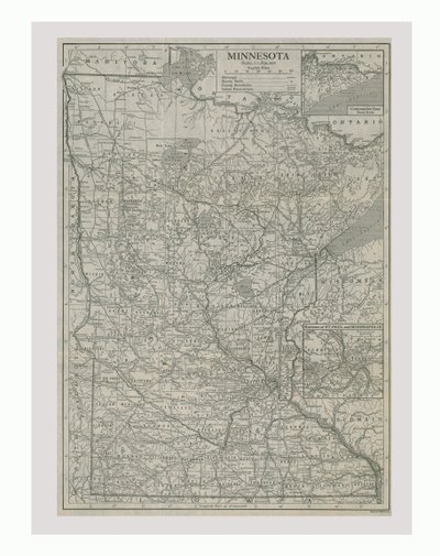 Minnesotan kartta, USA, 1900-luku. tekijältä Emery Walker