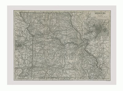 Missourin kartta, USA, 1900-luku. tekijältä Emery Walker