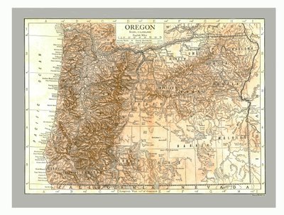 Oregonin kartta, vuonna 1910. tekijältä Emery Walker