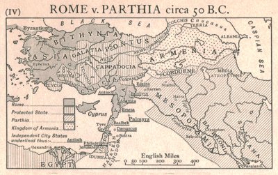Rooma v. Parthia, noin 50 eaa., n. 1915. tekijältä Emery Walker Ltd