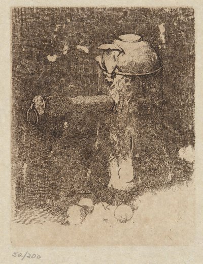 Asetelma kuparilla ja sipulilla tekijältä Emil Carlsen