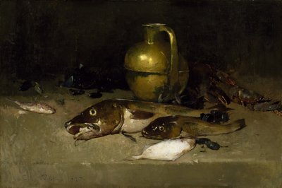 Asetelma kalan kanssa, 1897 tekijältä Emil Carlsen