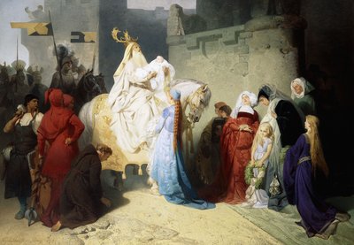 Merlin esittelee tulevan kuningas Arthurin, 1873 tekijältä Emil Johann Lauffer