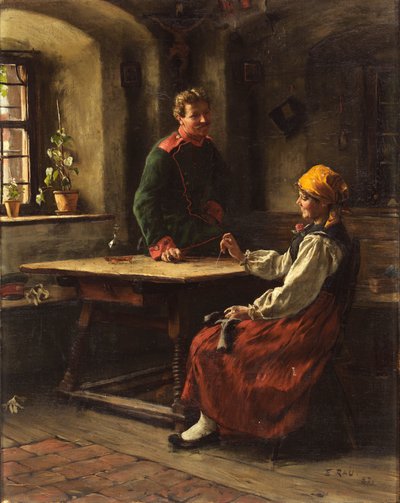 Upseeri talonpojan kanssa, 1887. tekijältä Emil Rau