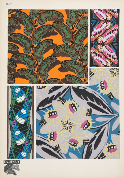 Lauta 17, Butterflies, pub. 1925 (stensiiliprintti) tekijältä Émile Allain Séguy