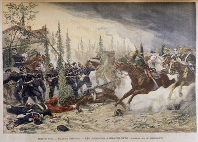 Dragons at Gravelotte (1870) - Brissetin maalaus "" Le Petite Journalissa" tekijältä Emile (after) Brisset